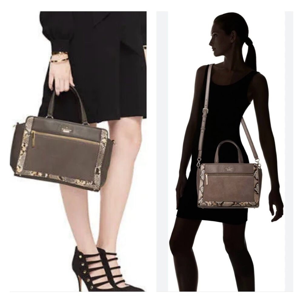 KATE SPADE New York Chatham Lane Harlan Satchel Bag Stone Grey
